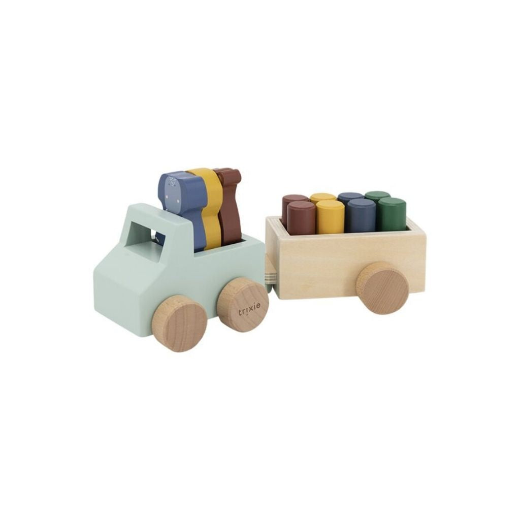 Trixie Voiture avec remorque en bois Animaux
