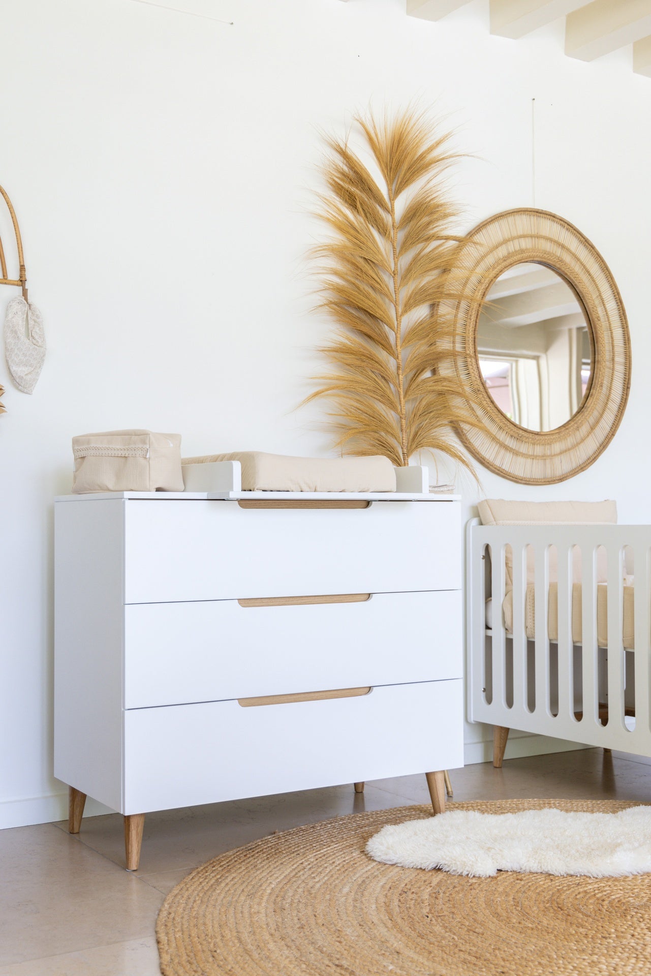 Pericles 2-delige babykamer (bed L 140 x B 70 cm + commode) Boho White