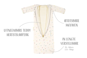 Puckababy 4-seizoenenslaapzak Hearts confetti TOG 0,25-2,5 Beige 100 cm