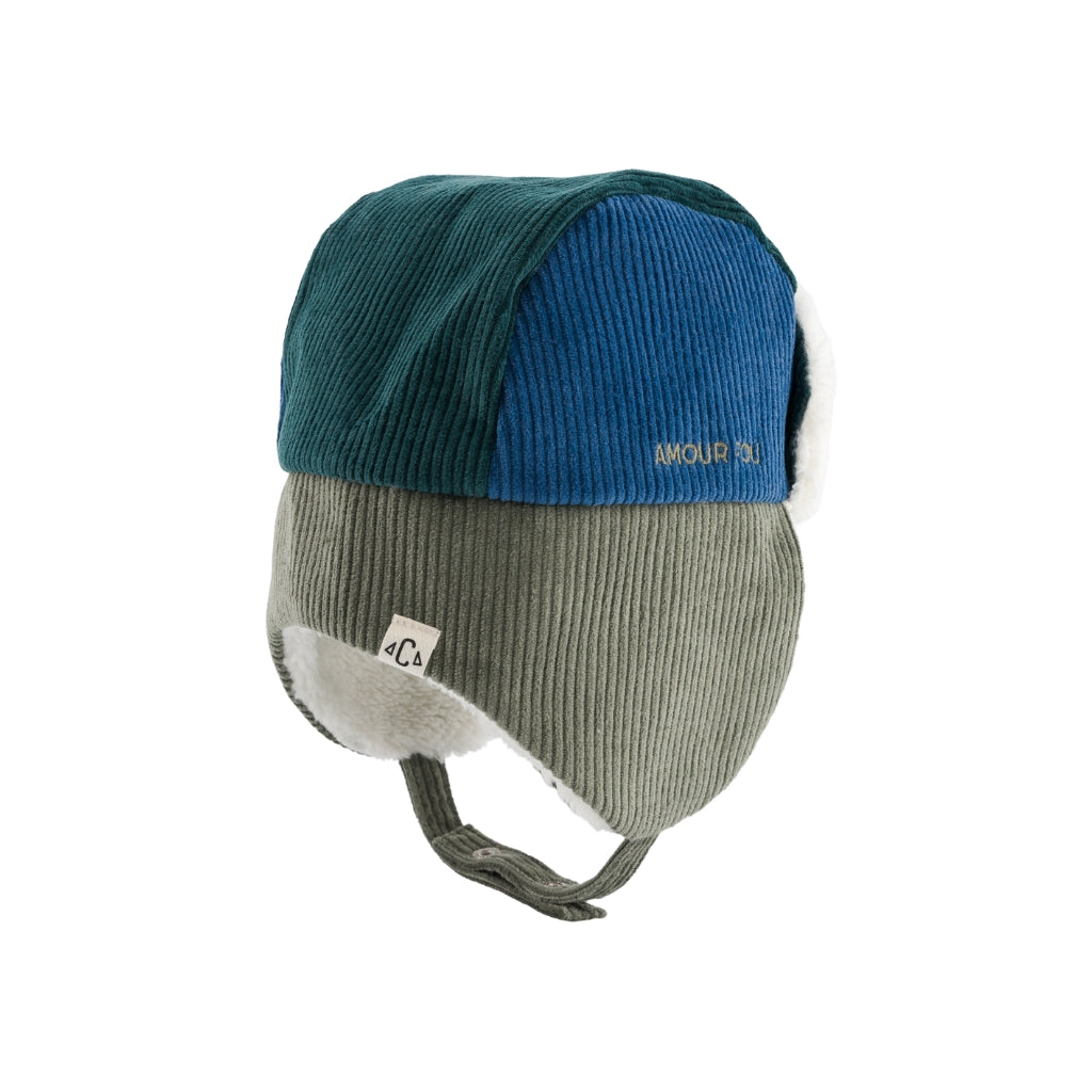 Chamaye Casquette Avec Protège-oreilles Corduroy Amour Fou Boy Green