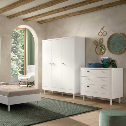 JAXX Armoire 3 portes FORREST Hêtre Blanc
