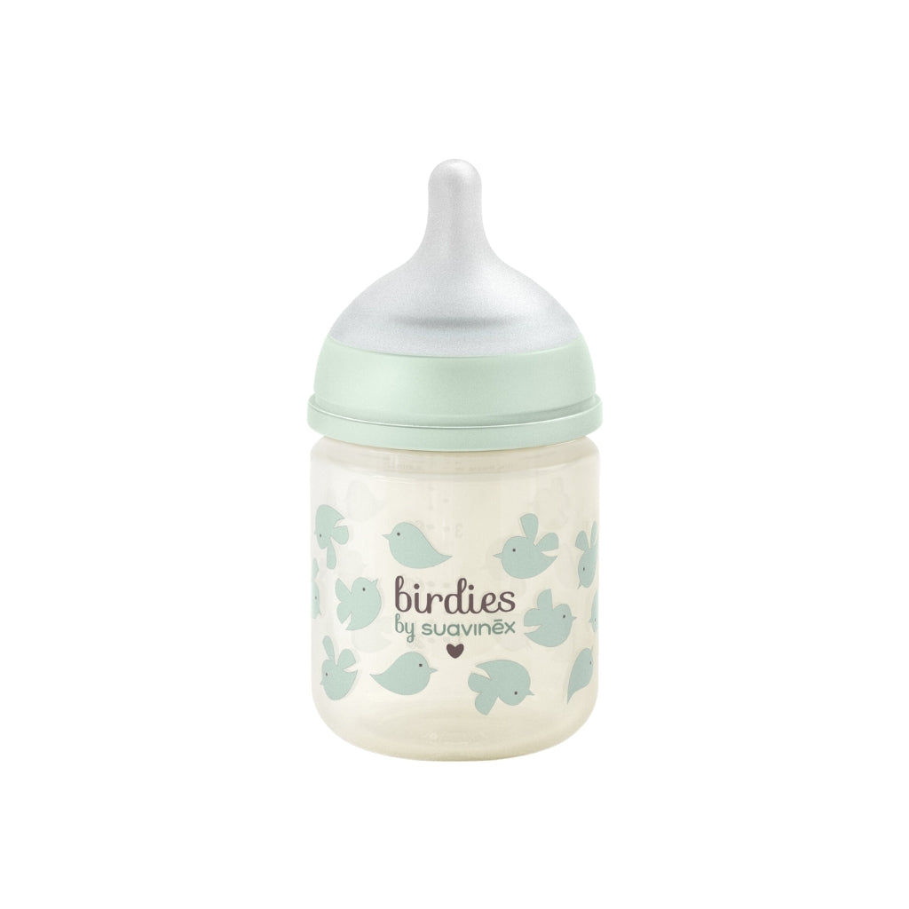 Suavinex Biberon en verre tétine SX Pro XS Birdies vert 120 ml