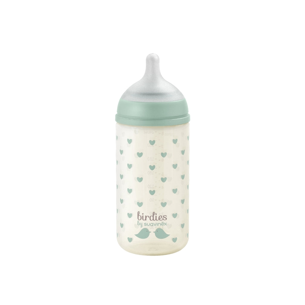 Suavinex Biberon en verre tétine SX Pro S Birdies vert 240 ml