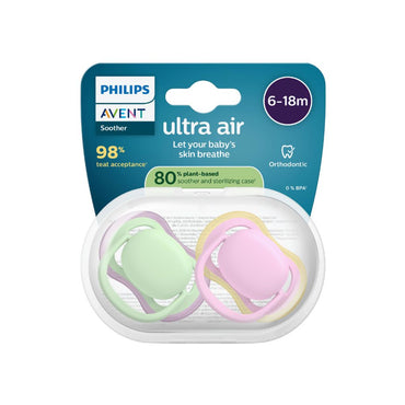 AVENT Fopspeen 6-18 maanden Ultra Air roze/groen - 2 stuks