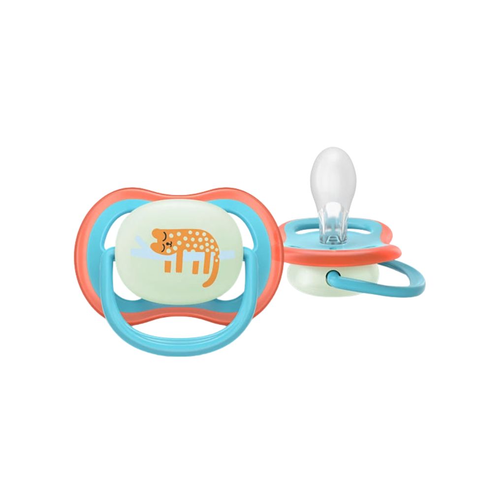 AVENT Fopspeen Ultra Air Nighttime Glow in the Dark +18 M Aap/poes - 2 stuks