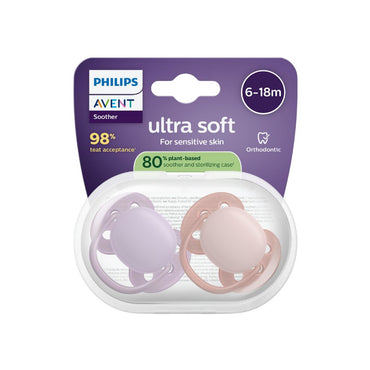 AVENT Fopspeen 6-18 maanden Ultra Soft Roze/lila - 2 stuks