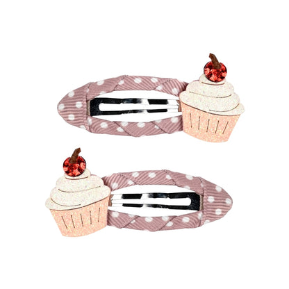Busy Lizzie Haarclips met Cupcake Paars – 2 stuks