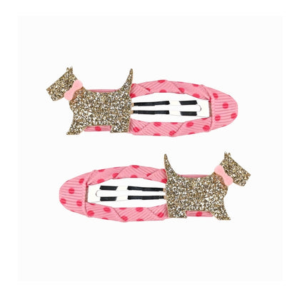 Busy Lizzie Haarclips met Teckel Roze – 2 stuks
