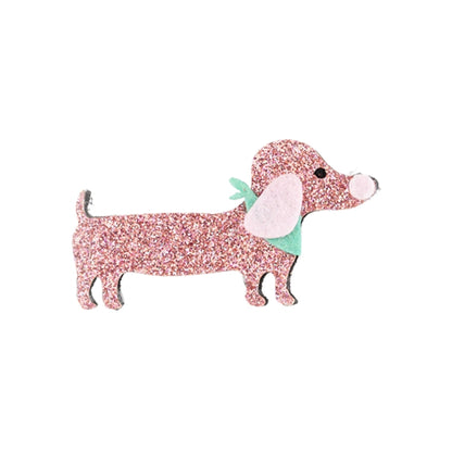 Busy Lizzie Haarclip met Teckel Glitter Roze