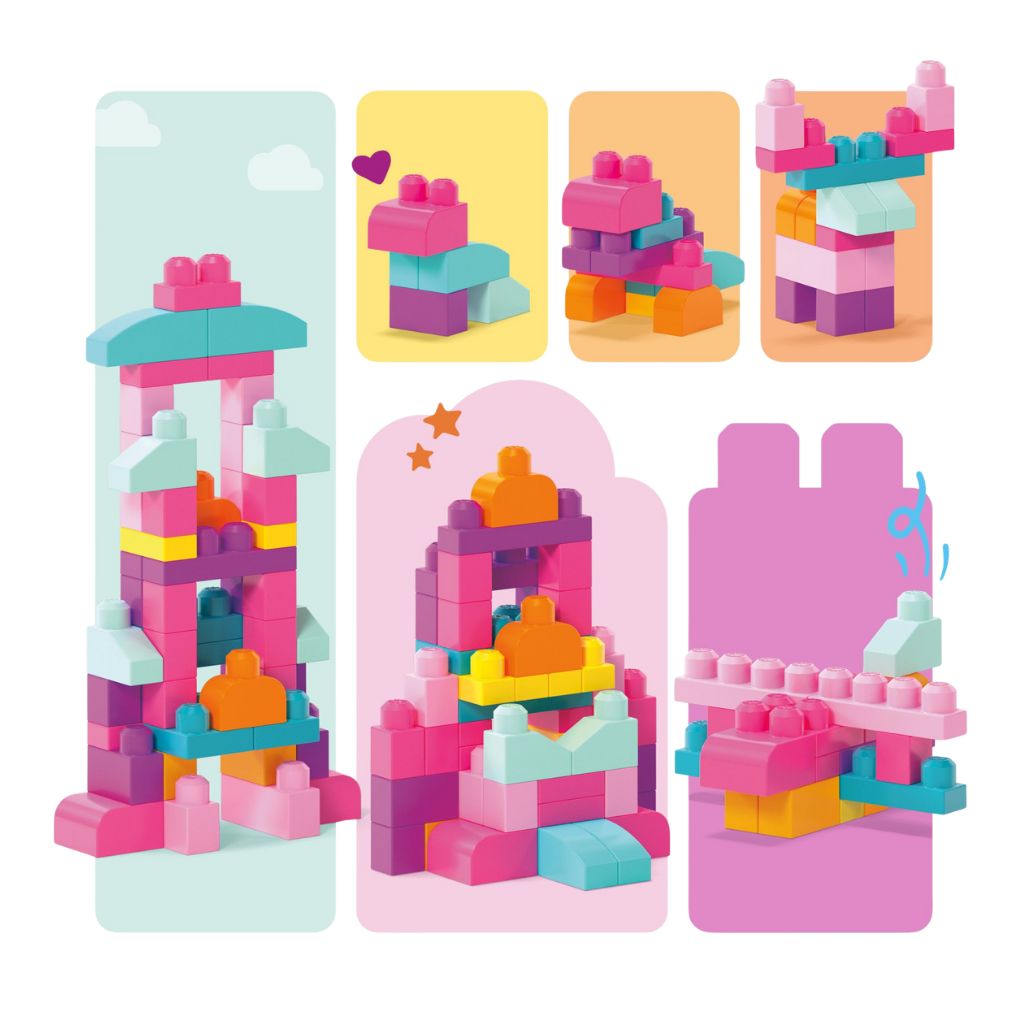 Mega Blocs First Builders 60 Maxi Blocs Rose