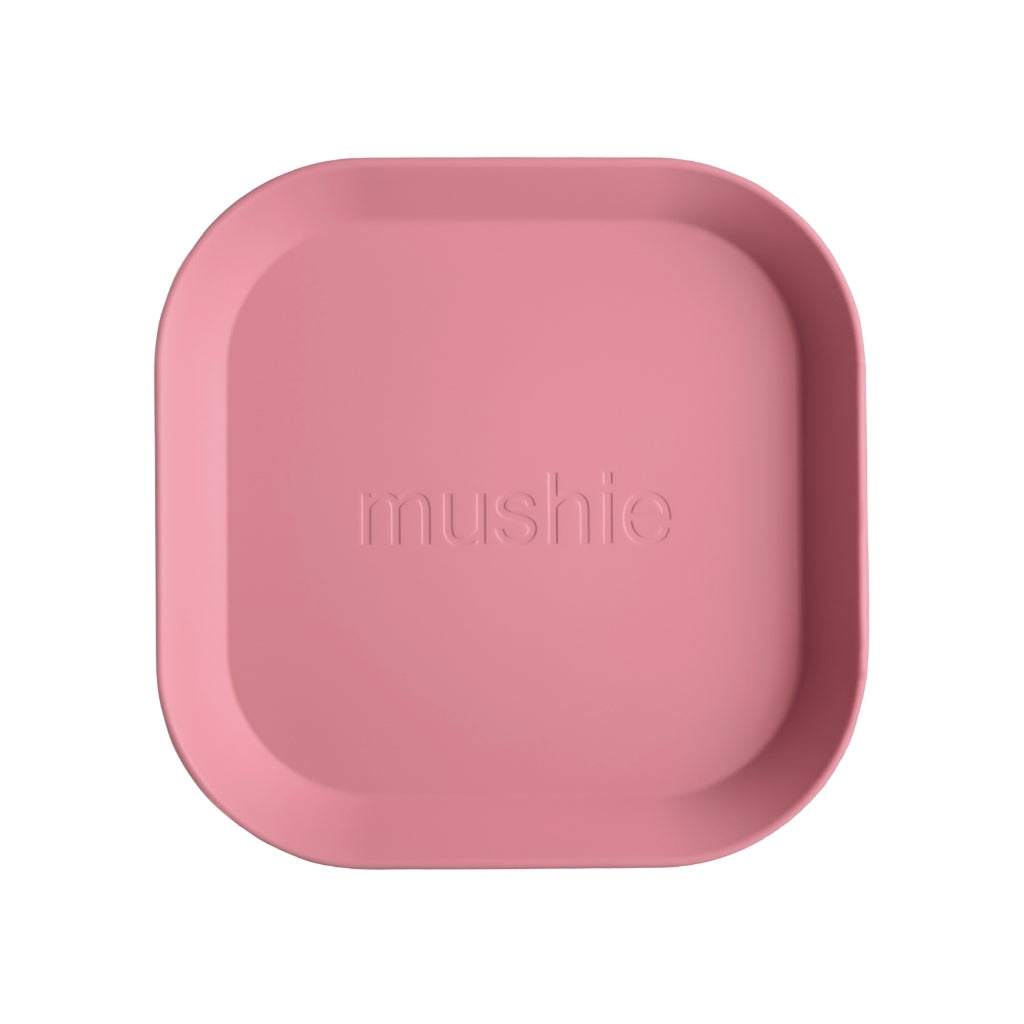 Mushie Assiettes carrées Dusty Rose – 2 pièces