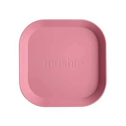 Mushie Assiettes carrées Dusty Rose – 2 pièces