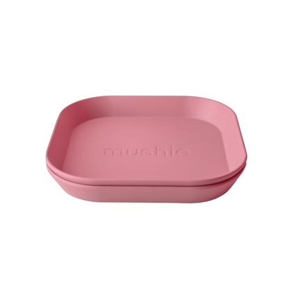 Mushie Assiettes carrées Dusty Rose – 2 pièces