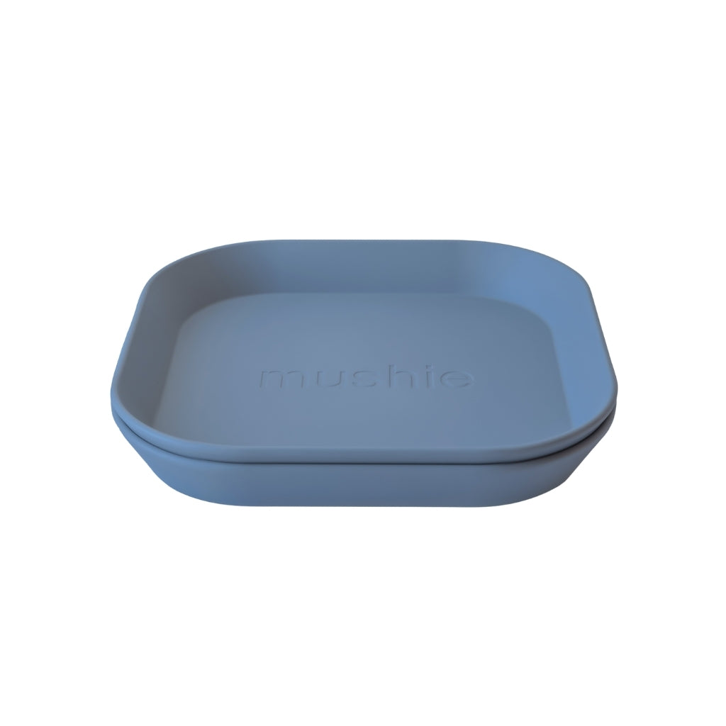 Mushie Assiettes carrées Twilight Blue – 2 pièces