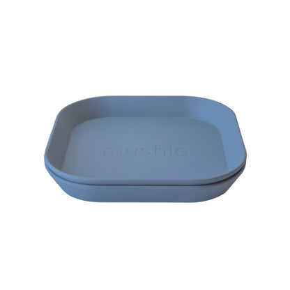 Mushie Assiettes carrées Twilight Blue – 2 pièces