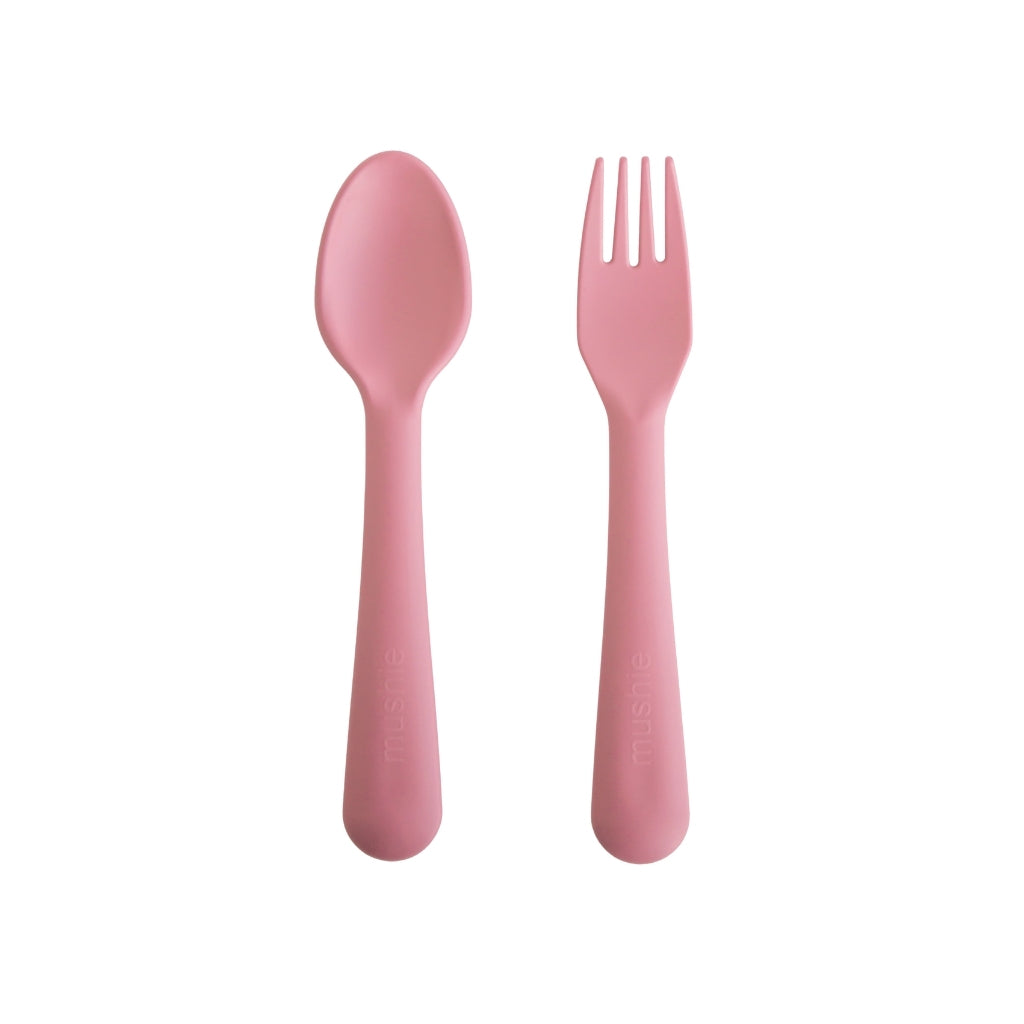 Mushie Set fourchette et cuillère Dusty Rose – 2 pièces