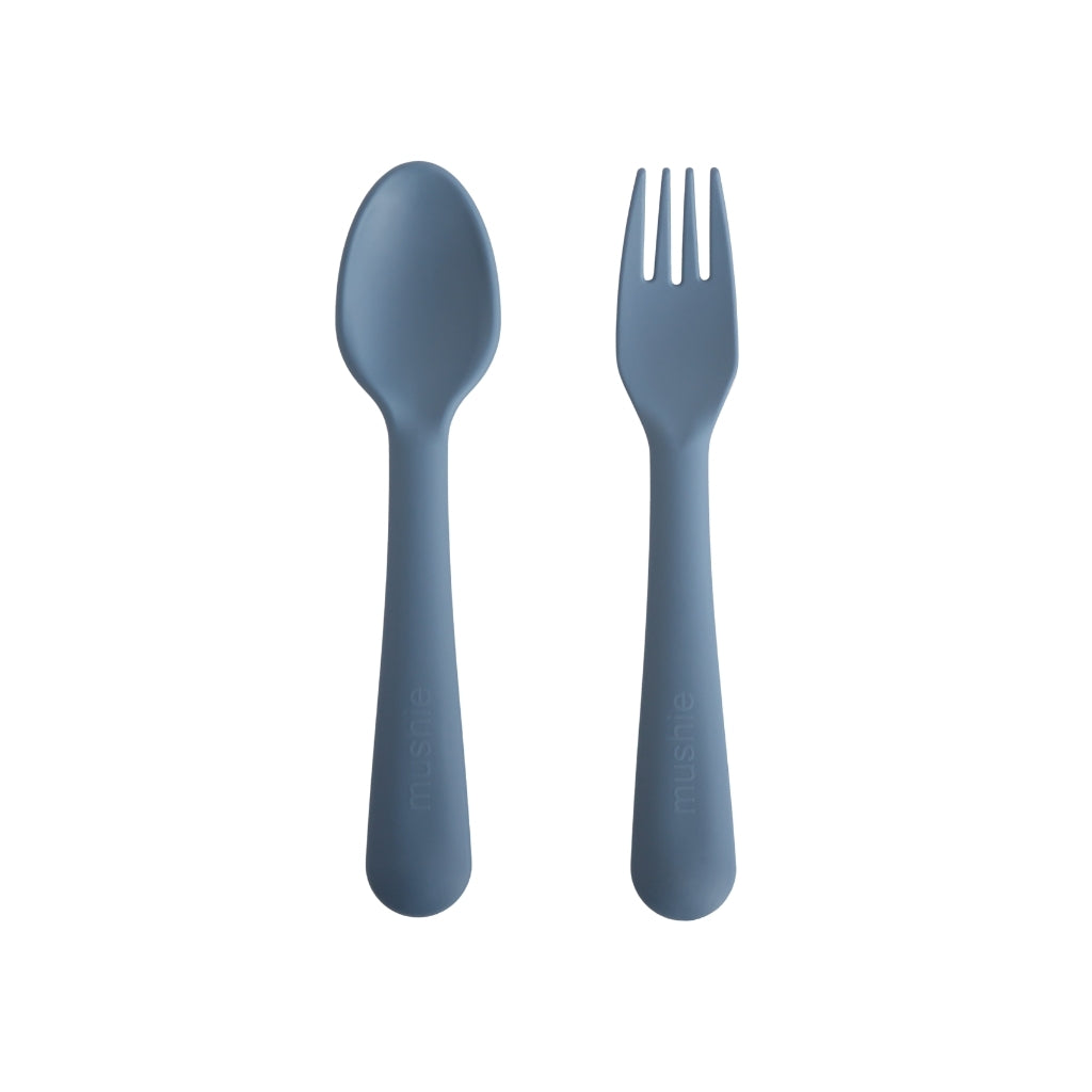 Mushie Vork & Lepel Set Twilight Blue – 2 stuks
