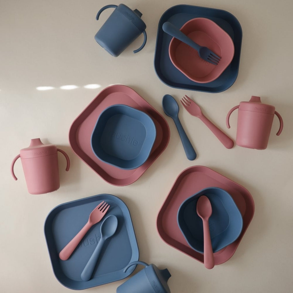 Mushie Vork & Lepel Set Twilight Blue – 2 stuks