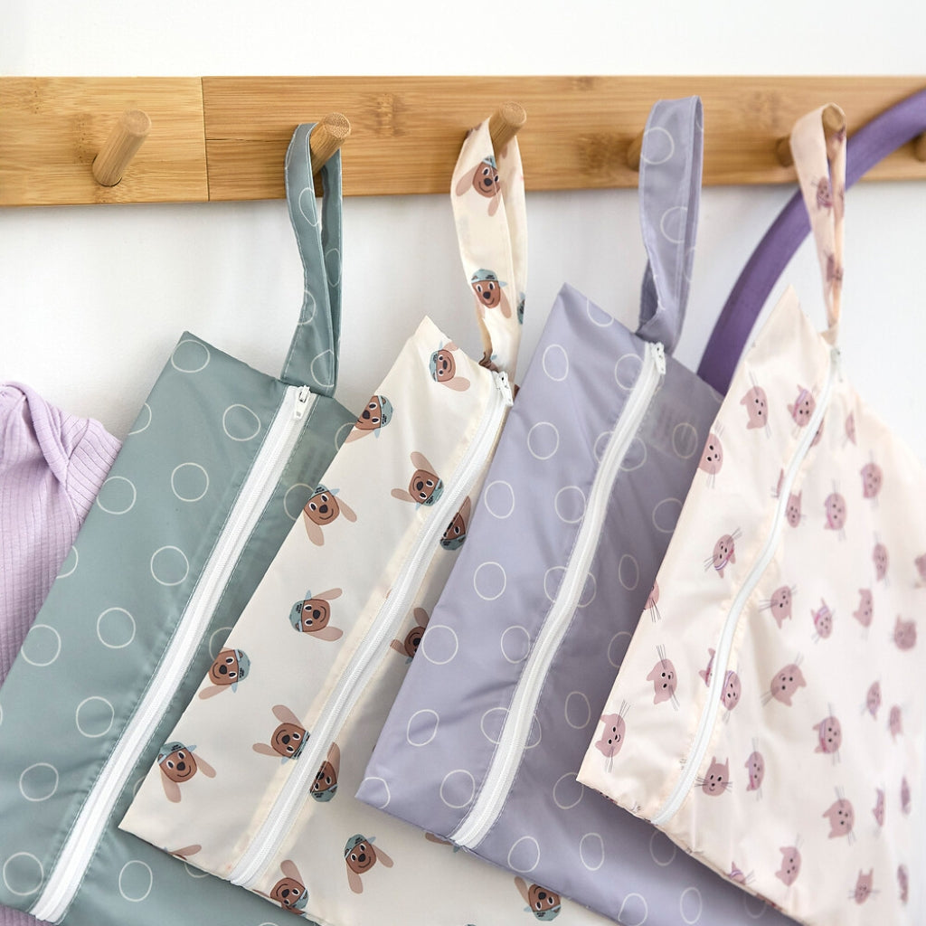 Lässig Wetbag Cat Beige/Paars - 2 stuks