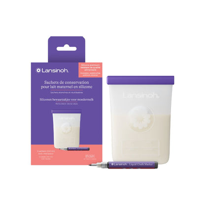Lansinoh Silicone Bewaarzakjes voor Moedermelk Wit – 5 stuks