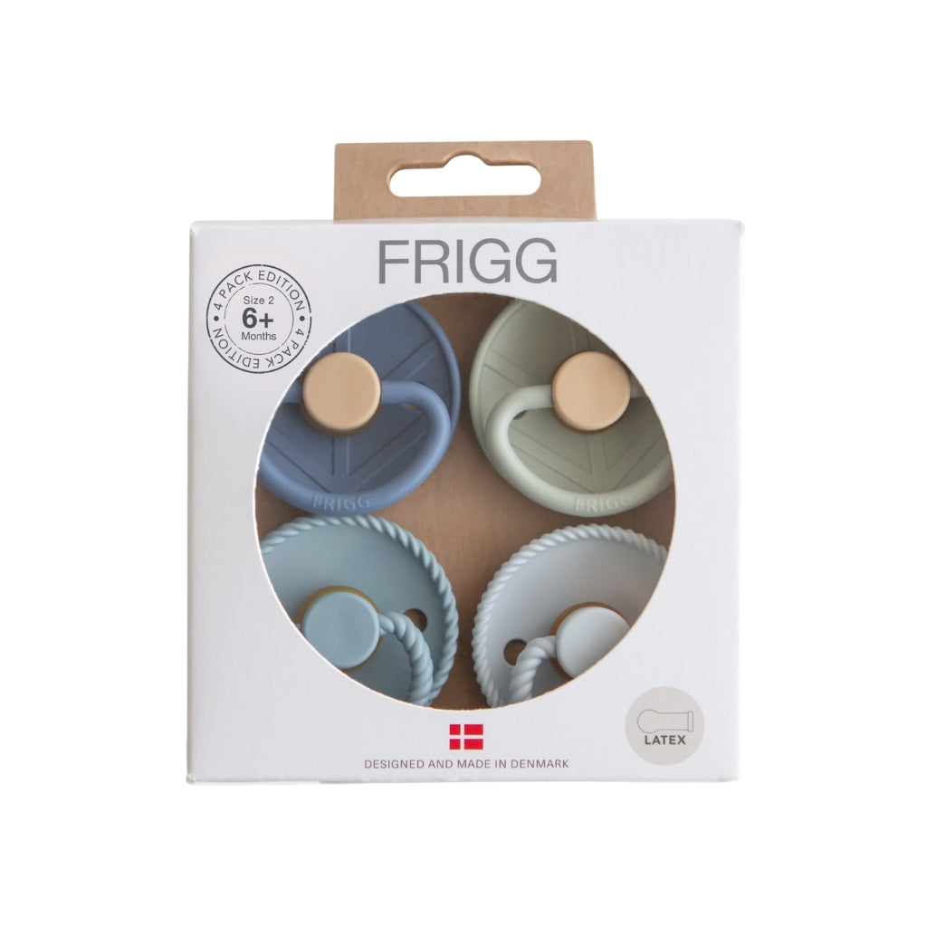 Frigg Sucette Latex Set Skyline & Serenity M2 Bleu/Vert – 4 pièces