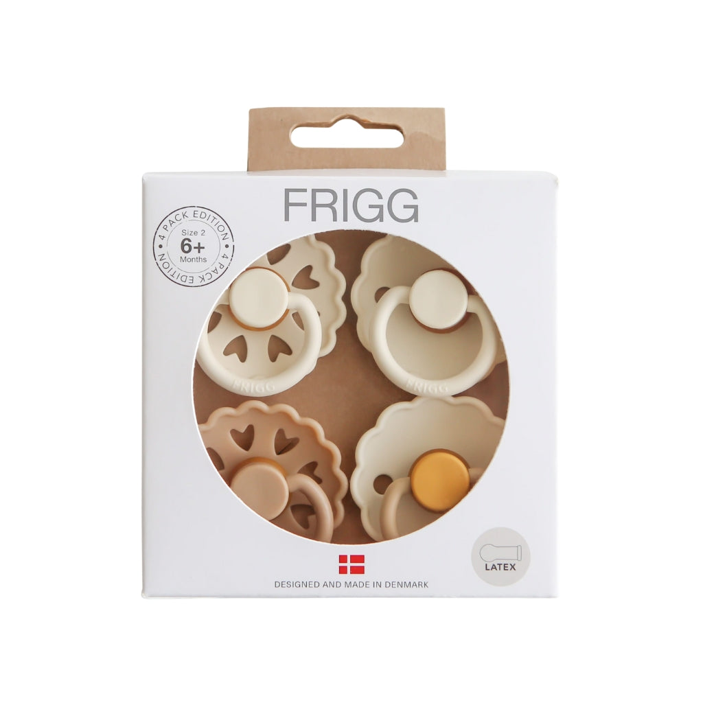 Frigg Sucette Latex Snowflake & Daisy M2 Beige/Marron – 4 pièces