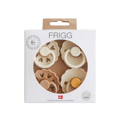 Frigg Sucette Latex Snowflake & Daisy M2 Beige/Marron – 4 pièces