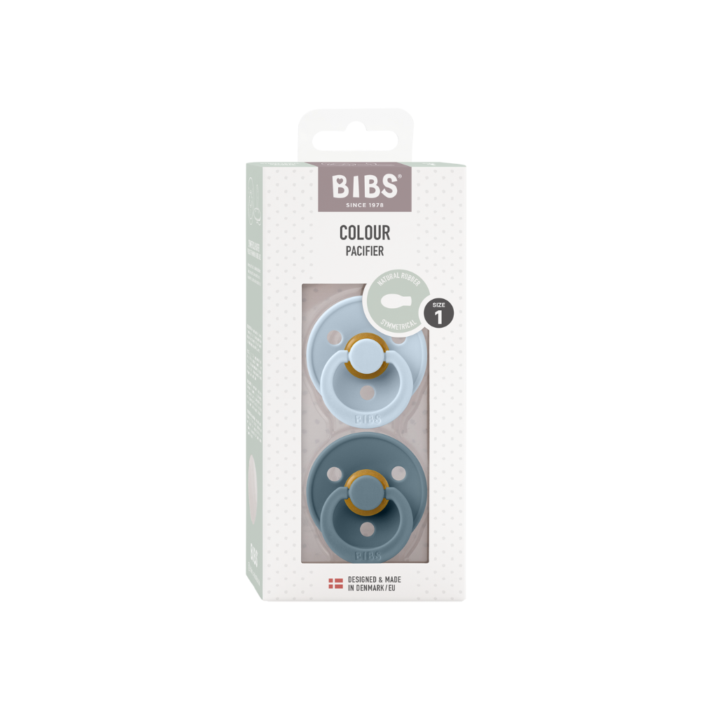 Bibs Sucette symétrique Duo taille 1 Baby Blue/Petrol – 2 pièces