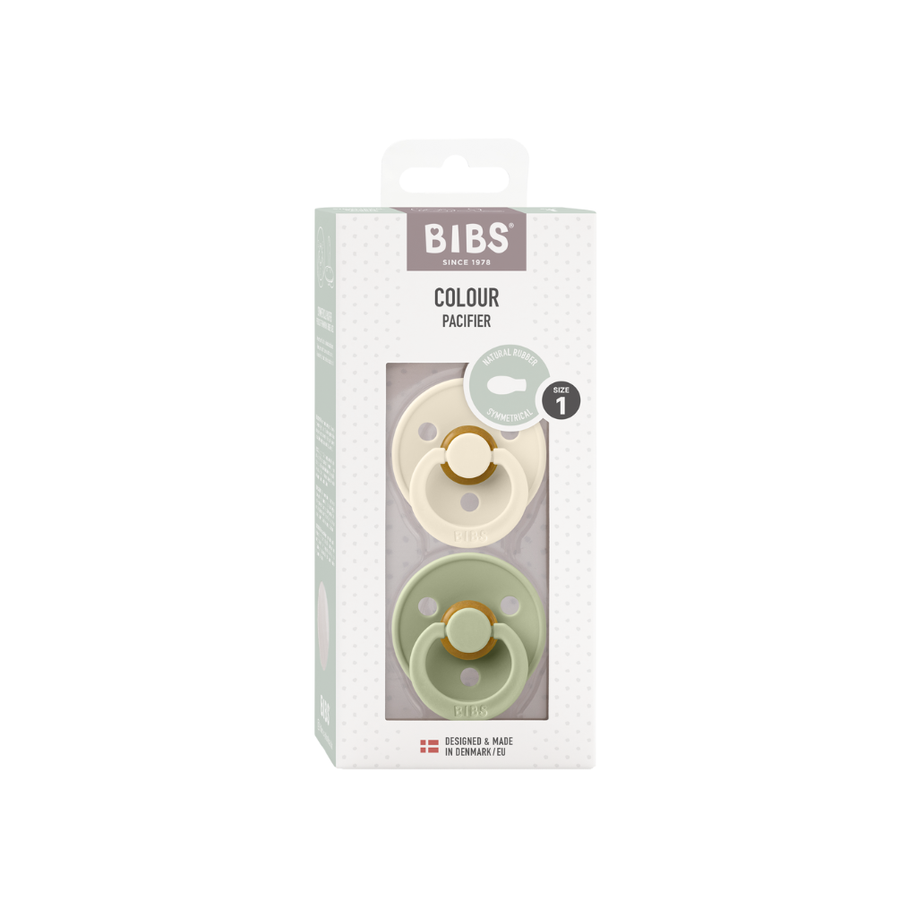 Bibs Sucette Symétrique duo taille 1 Sage/Ivoire – 2 pièces