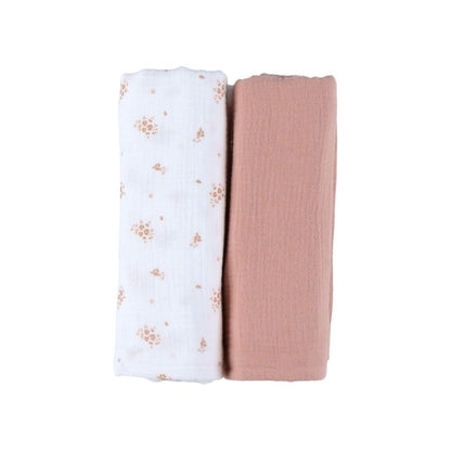Noukie's Doeken Vintage Flowers Roze/Wit – 2 stuks