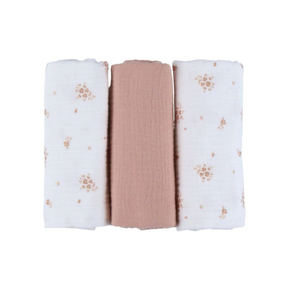 Noukie's Doeken Vintage Flowers Roze/Wit – 3 stuks