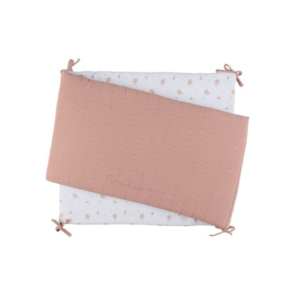 Noukie's Tour de lit Bio Mousseline Vintage Flowers Rose, Blanc
