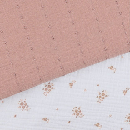 Noukie's Tour de lit Bio Mousseline Vintage Flowers Rose, Blanc