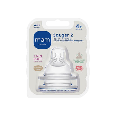 MAM Zuigspeen SkinSoft Silicone maat 2 Transparant – 2 stuks