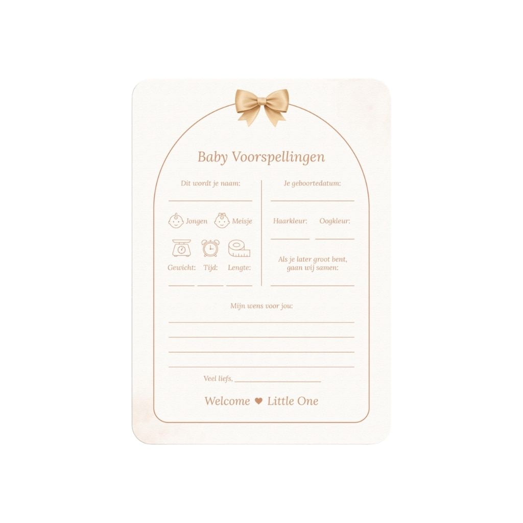 Studio Miron Cartes de prédictions bébé Boho Beige avec ourson NL – 10 pièces