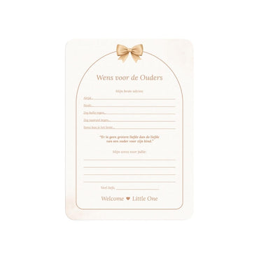 Studio Miron Carte à remplir vœux pour les parents Boho Beige avec ourson NL – 10 pièces