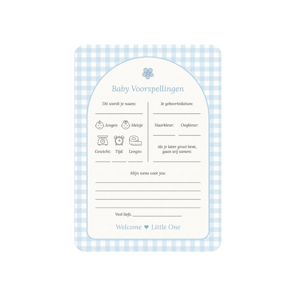 Studio Miron Cartes de prédictions pour bébé Vichy Bleu NL - 10 pièces