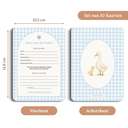 Studio Miron Cartes de vœux Vichy bleu NL – 10 pièces