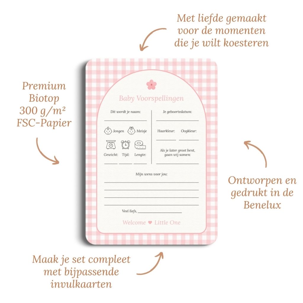 Studio Miron Cartes de prédictions pour bébé Vichy Rose NL - 10 pièces