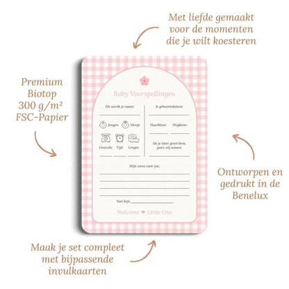 Studio Miron Cartes de prédictions pour bébé Vichy Rose NL - 10 pièces