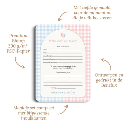 Studio Miron Invulkaart Wens voor de Ouders Roze/Blauw – 10 stuks