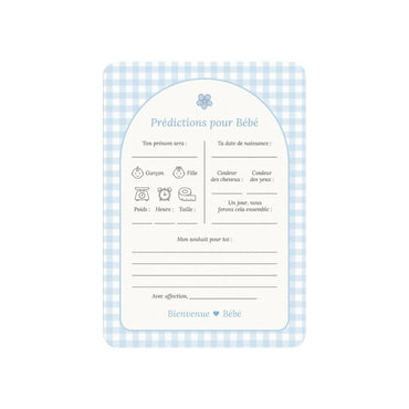 Studio Miron Cartes de prédictions pour bébé Vichy Bleu FR - 10 pièces