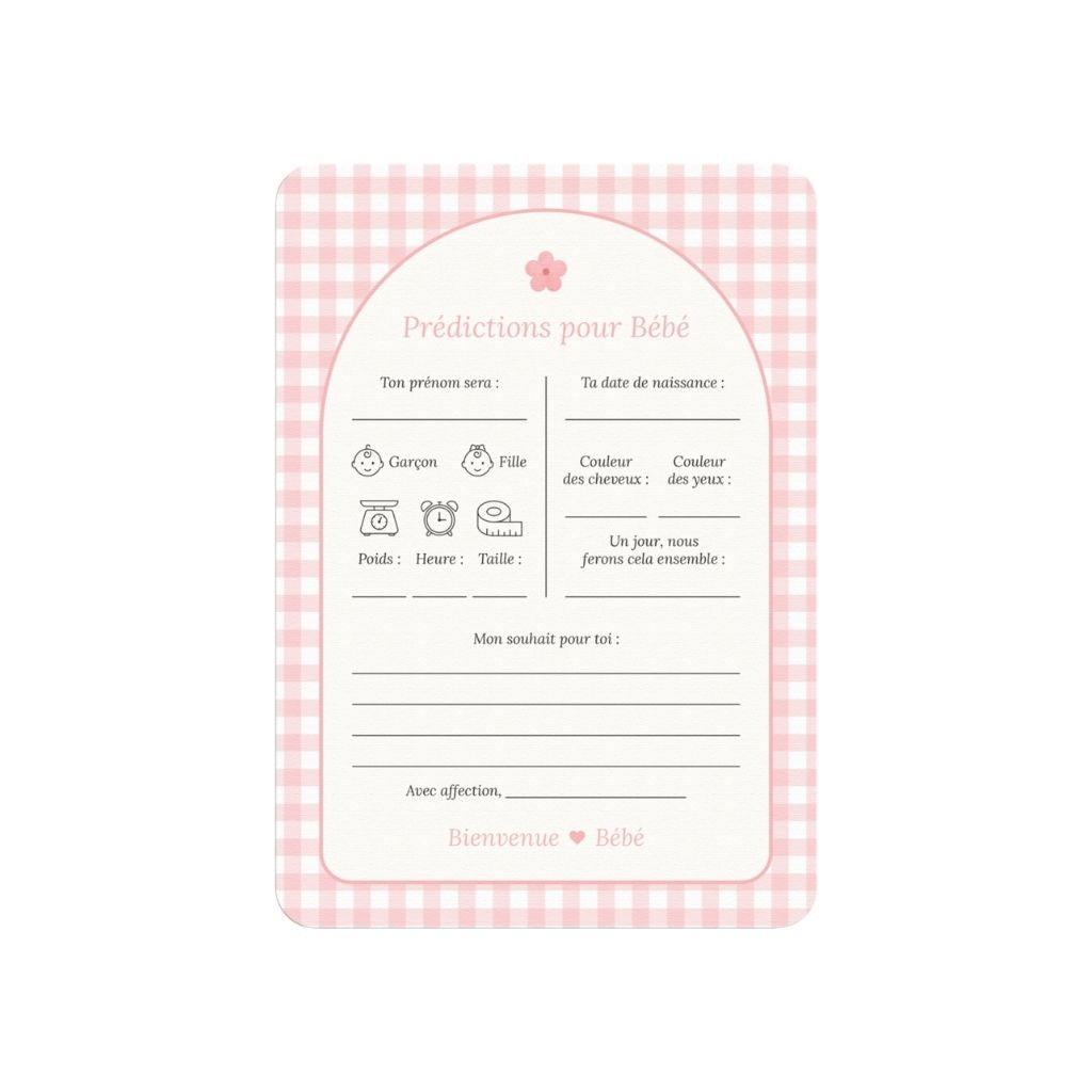 Studio Miron Cartes de prédictions pour bébé Vichy Rose FR - 10 pièces