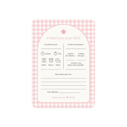 Studio Miron Cartes de prédictions pour bébé Vichy Rose FR - 10 pièces