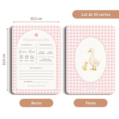 Studio Miron Cartes de prédictions pour bébé Vichy Rose FR - 10 pièces