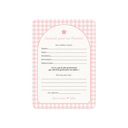 Studio Miron Cartes à remplir vœux pour les parents Vichy Rose - 10 pièces