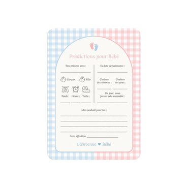 Studio Miron Cartes prédictions bébé Vichy Rose/Bleu - 10 pièces