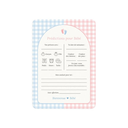 Studio Miron Invulkaarten Baby Voorspellingen Gingham Roze/Blauw FR – 10 stuks