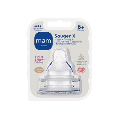 MAM Zuigspeen + 6 maanden SkinSoft Silicone maat X Teat spillfree Transparant - 2 stuks