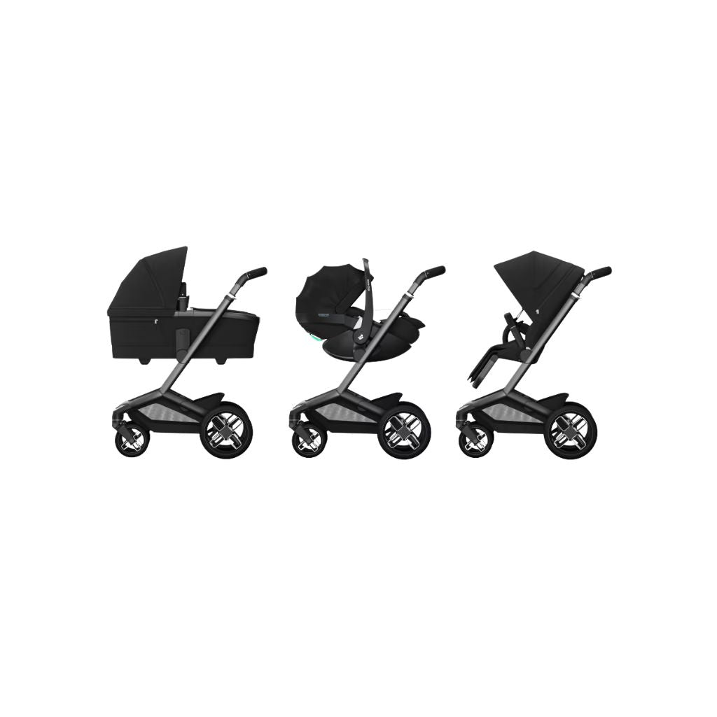 Maxi-Cosi Poussette Fame Twillic Black + Nacelle + Base FamilyFix Slide Pro + Coral Slide Pro Onyx Black